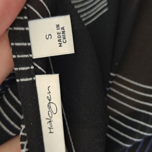 Halogen Nordstrom Short-Sleeve Black, Blue, and White See-Through Top - Picture 6 of 7